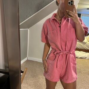 Pink Short-Sleeve Romper